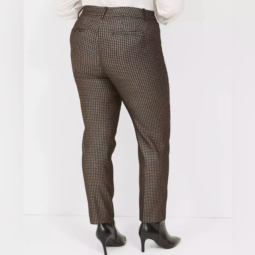Lane Bryant NWT Women's 24 Mid Rise Gold Black Houndstooth‎ Slim Ankle Pants